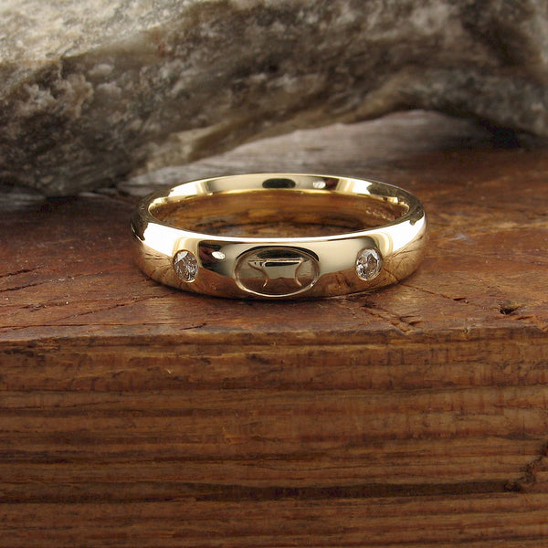 Diamond wedding ring 3mm-4mm Gretna Anvil narrow womens gold court - Gretna Green Wedding Rings