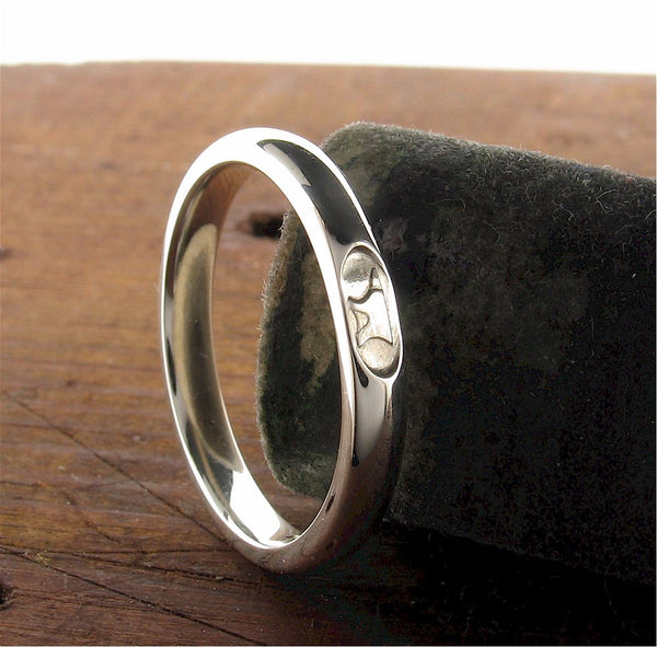 Silver wedding ring 3mm to 4mm Gretna Green Anvil narrow womens court - Gretna Green Wedding Rings