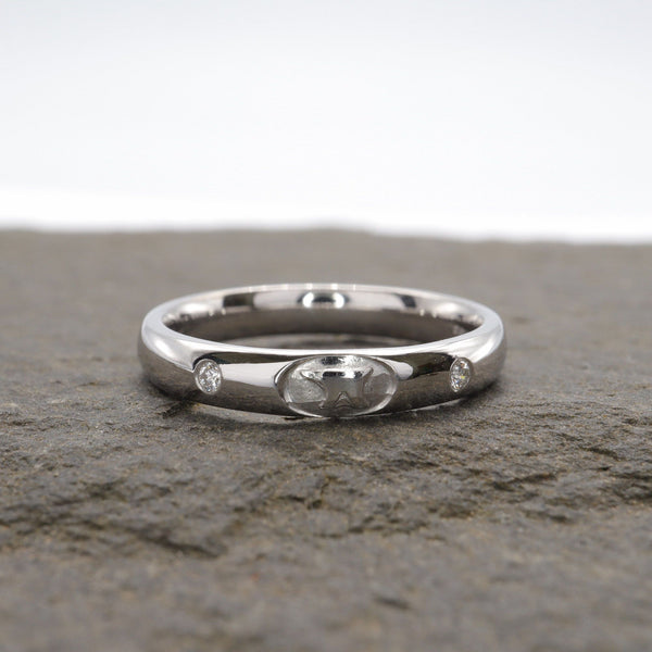 Diamond wedding ring 3mm-4mm Gretna Anvil narrow womens in white gold - Gretna Green Wedding Rings