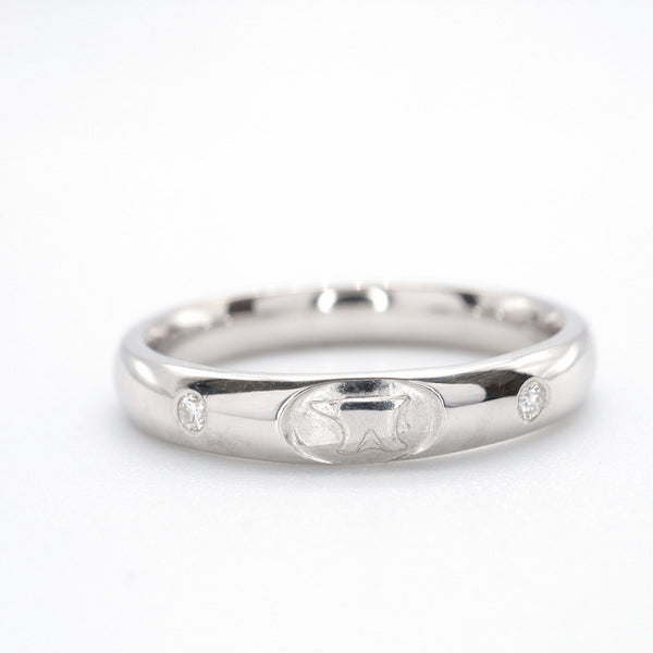 Diamond wedding ring 3mm-4mm Gretna Anvil narrow womens in white gold - Gretna Green Wedding Rings