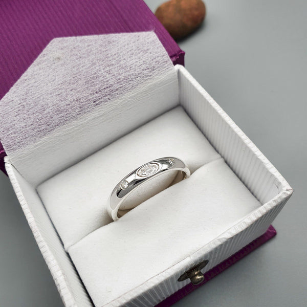 Scottish 3mm-4mm diamond set white gold narrow wedding ring - Gretna Green Wedding Rings