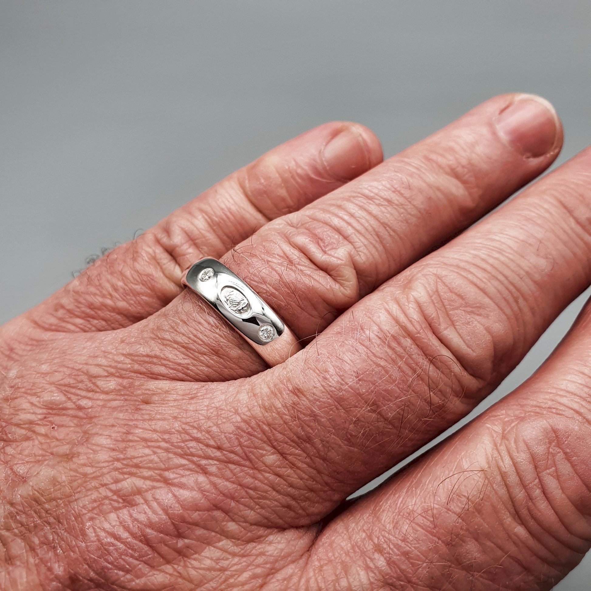 Scottish 5mm-6mm diamond set white gold medium wedding ring - Gretna Green Wedding Rings