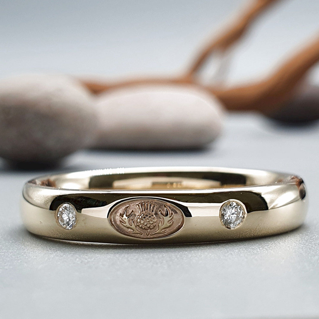 Scottish Thistle handmade wedding rings | Handmade Scottish bands ...
