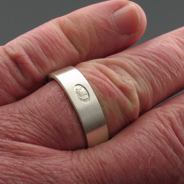 Silver wedding ring 5mm to 6mm Scottish flat medium brushed court band. - Gretna Green Wedding Rings