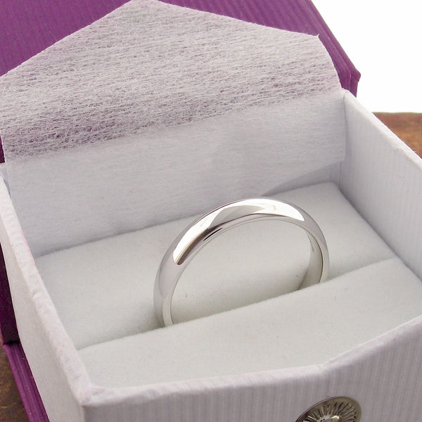 White gold narrow court wedding ring. - Gretna Green Wedding Rings